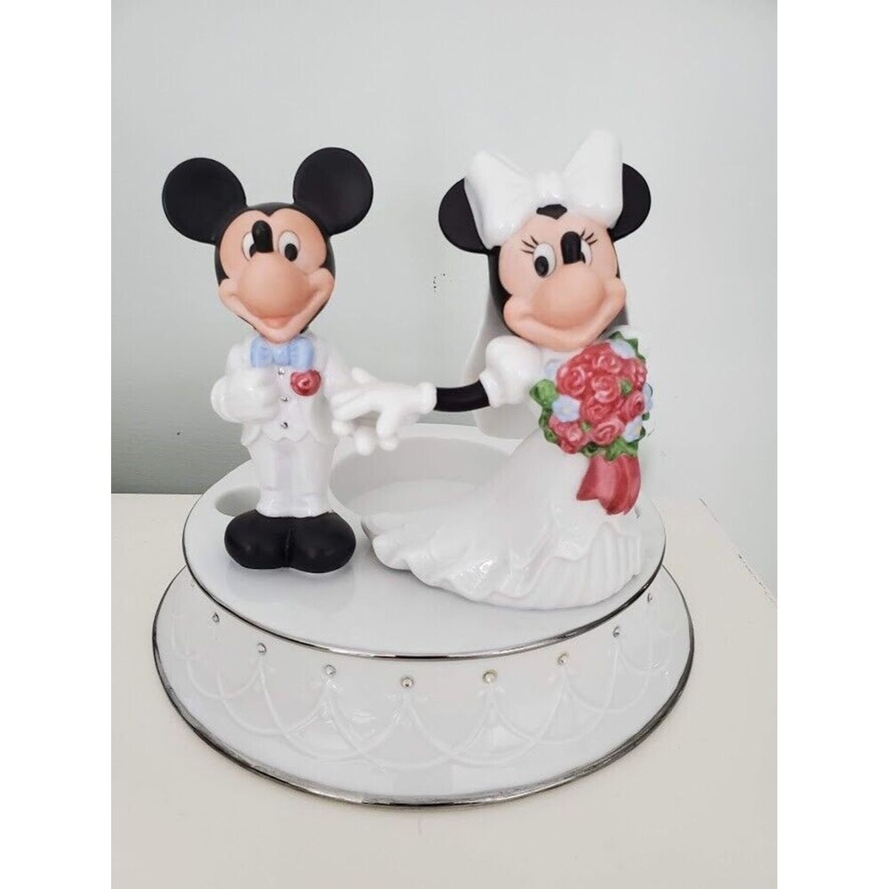 Lenox Disney Mickey Minnie Wedding Unity Candle Holder Figurine Bride Groom NEW